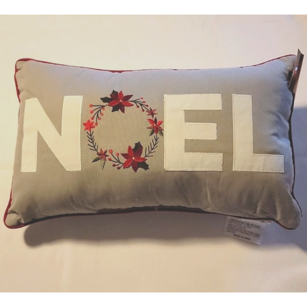 St Nicholas Square Noel Throw Pillow Grey 12"x20" Christmas Modern